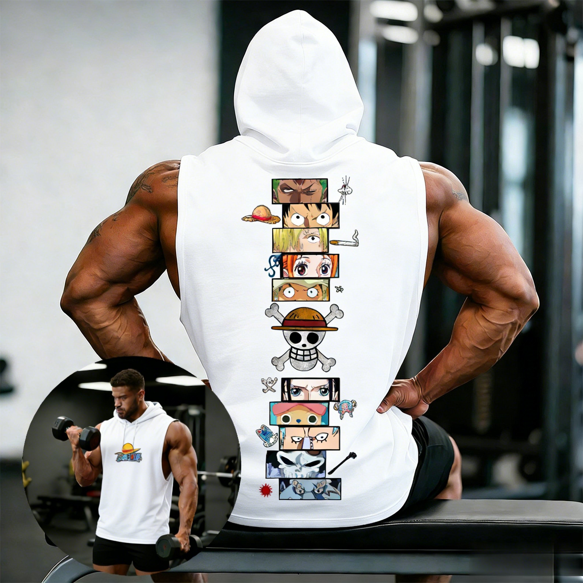 Men Shoes Japan - One Piece Anime Hoodie Sleeveless Shirt