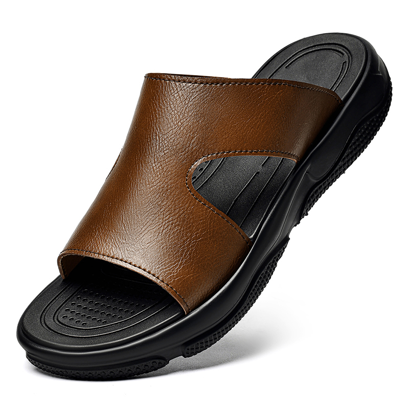 Men's Leather Slide Sandals No - đánh giá và giá Men'S Shoes Business Casual