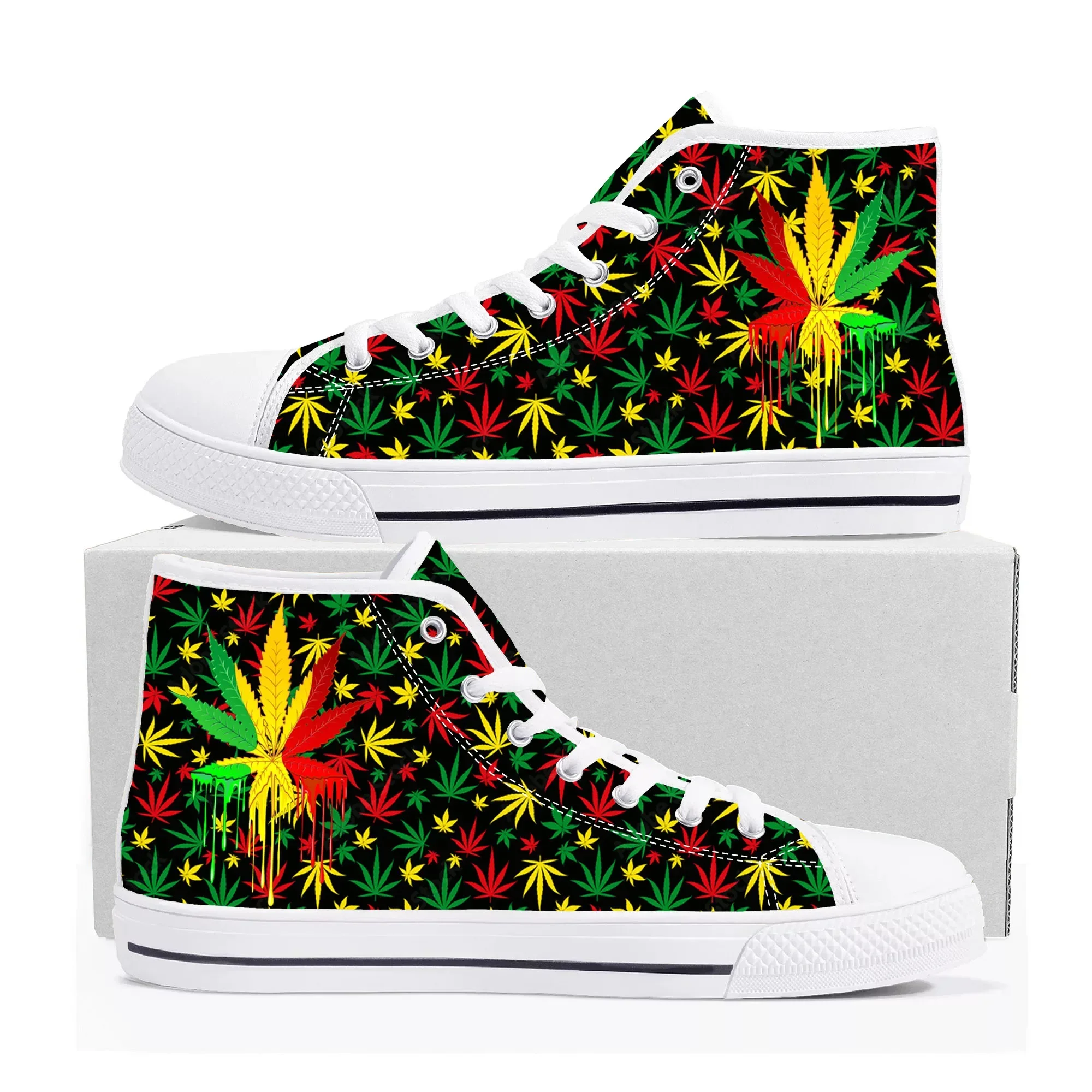 Leaf Weed Rasta Marijuana Red  - đánh giá và giá Men Shoes Yellow