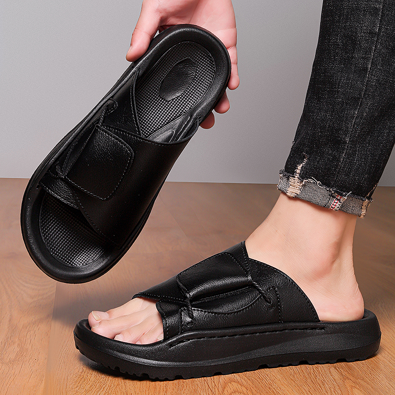 Leather Men's Slippers Slides  - đánh giá và giá Men'S Shoes Business Casual