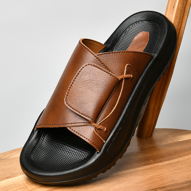 Leather Men's Slippers Slides  - đánh giá và giá Men'S Shoes Business Casual