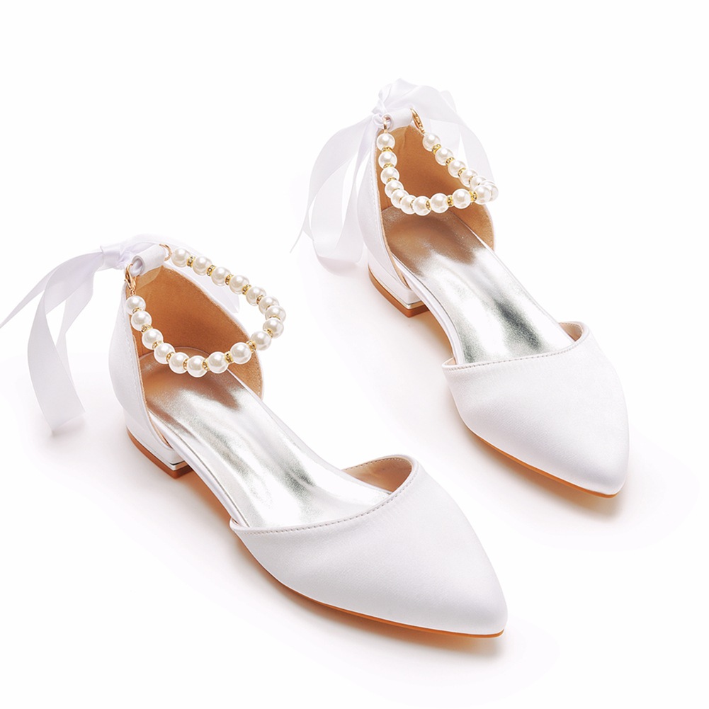 Wedding Shoes Bride Flat Heel  - đánh giá và giá Dress Shoe Pointed